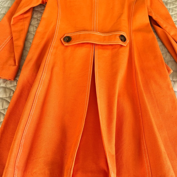 MAX D&G ORANGE COTTON TRENCH COAT SIZE MEDIUM WITH DETACHABLE BIB - Picture 7 of 14